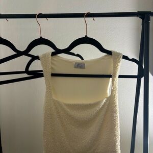 oh polly beaded embroidered ivory dress. size 2. only worn once.
